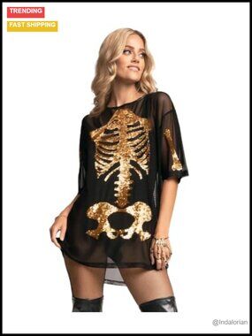 Tipsy Elves Sequin Halloween Costume Dress Crew Neck Adult
